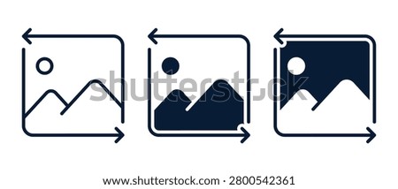 Flip Picture Icon with Rotation Arrows and Image Symbol. Vector Illustration