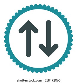 Flip round stamp icon. This flat vector symbol is drawn with soft blue colors on a white background.
