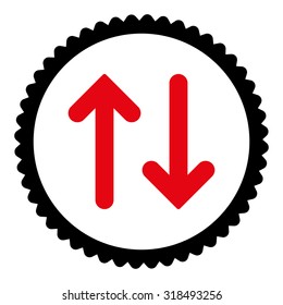 Flip round stamp icon. This flat vector symbol is drawn with intensive red and black colors on a white background.