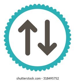 Flip round stamp icon. This flat vector symbol is drawn with grey and cyan colors on a white background.