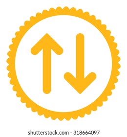 Flip round stamp icon. This flat vector symbol is drawn with yellow color on a white background.