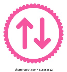 Flip round stamp icon. This flat vector symbol is drawn with pink color on a white background.