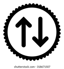 Flip round stamp icon. This flat vector symbol is drawn with black color on a white background.