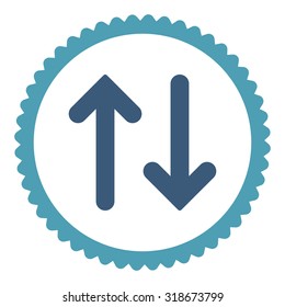 Flip round stamp icon. This flat vector symbol is drawn with cyan and blue colors on a white background.