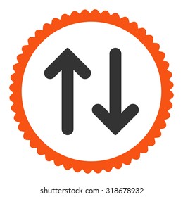 Flip round stamp icon. This flat vector symbol is drawn with orange and gray colors on a white background.