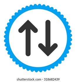 Flip round stamp icon. This flat vector symbol is drawn with blue and gray colors on a white background.