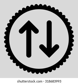 Flip round stamp icon. This flat vector symbol is drawn with black color on a light gray background.