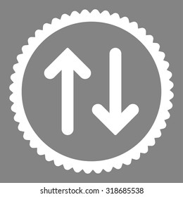 Flip round stamp icon. This flat vector symbol is drawn with white color on a gray background.