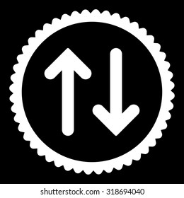 Flip round stamp icon. This flat vector symbol is drawn with white color on a black background.