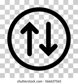 Flip rounded icon. Vector illustration style is flat iconic symbol inside a circle, black color, transparent background. Designed for web and software interfaces.