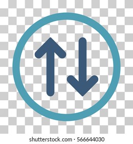 Flip rounded icon. Vector illustration style is flat iconic bicolor symbol inside a circle, cyan and blue colors, transparent background. Designed for web and software interfaces.