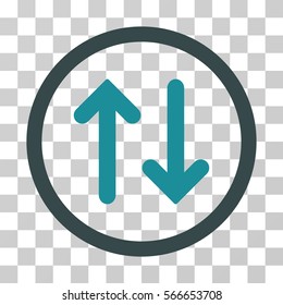 Flip rounded icon. Vector illustration style is flat iconic bicolor symbol inside a circle, soft blue colors, transparent background. Designed for web and software interfaces.