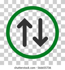 Flip rounded icon. Vector illustration style is flat iconic bicolor symbol inside a circle, green and gray colors, transparent background. Designed for web and software interfaces.