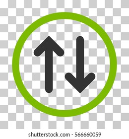 Flip rounded icon. Vector illustration style is flat iconic bicolor symbol inside a circle, eco green and gray colors, transparent background. Designed for web and software interfaces.