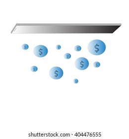 flip and Shake mobile phone it to get money from difference side, Business concept, Vector illustration.