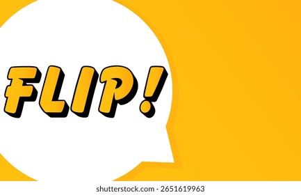 Flip speech bubble. Bold outline, comic style shape, vibrant background, dialog element, visual communication, announcement layout, message highlight, template for interaction.