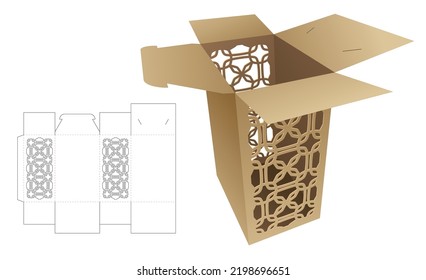 Flip stenciled pattern box with locked point die cut template and 3D mockup