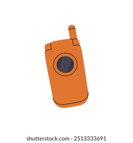 Teléfono celular estilo Flip. Antiguos artilugios de comunicación. Ilustración vectorial.