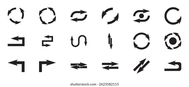 Flip and Swap arrow Icons - Classic Series. Comprehensive Set of Directional Arrow Icons.