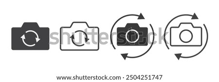 Flip and switch the camera icon. Flat and line icons isolated on white background. Element design for apps, websites, and Interfaces. UI UX. Vector illustration.