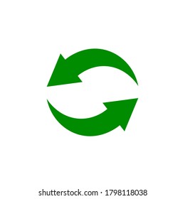 Flip sync button. Arrow green icon. Recycle refresh reload sign. Circulation symbol. Vector graphics of website and application interface design.