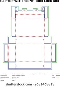 Flip top box design template front hook lock packaging die-cut
