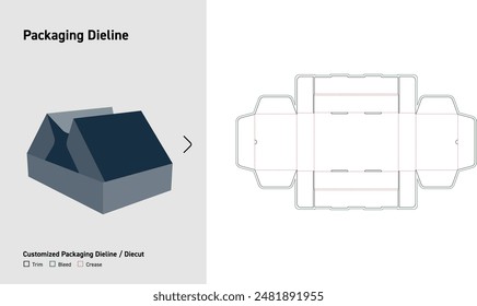 Flip Top Box Dieline, Double Door Box Top open Dieline