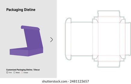 Flip Top Box Dieline, Package Flip top Dieline, Box Dieline, Custom Size box dieline