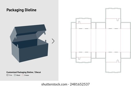 Flip Top Box Dieline, Package Dieline, Box Dieline, Custom Size box dieline