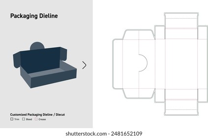 Flip Top Box locked Dieline, Package Dieline, Box Dieline, Custom Size box dieline