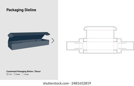 Flip Top Box locked Dieline, Package Dieline, Box Dieline, Custom Size box dieline