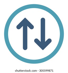Flip vector icon. This rounded flat symbol is drawn with cyan and blue colors on a white background.
