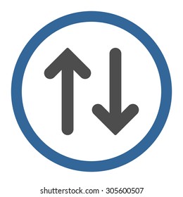 Flip vector icon. This rounded flat symbol is drawn with cobalt and gray colors on a white background.