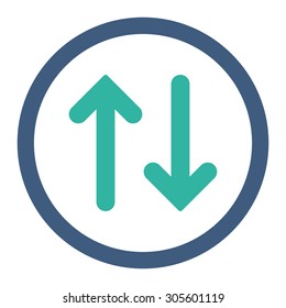 Flip vector icon. This rounded flat symbol is drawn with cobalt and cyan colors on a white background.