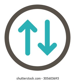 Flip vector icon. This rounded flat symbol is drawn with grey and cyan colors on a white background.
