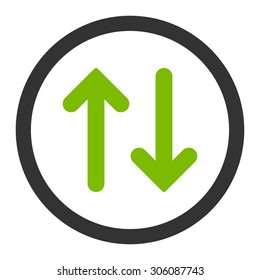 Flip vector icon. This rounded flat symbol is drawn with eco green and gray colors on a white background.