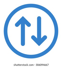 Flip vector icon. This rounded flat symbol is drawn with cobalt color on a white background.