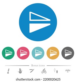 Flip vertical flat white icons on round color backgrounds. 6 bonus icons included.