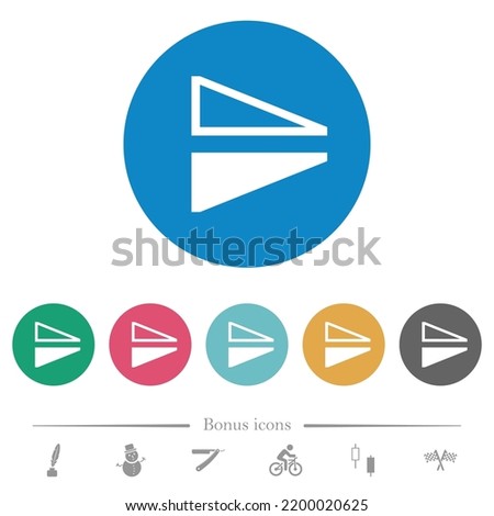 Flip vertical flat white icons on round color backgrounds. 6 bonus icons included.