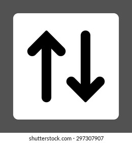Flip Vertical icon from Primitive Buttons OverColor Set. This rounded square flat button is drawn with black and white colors on a gray background.