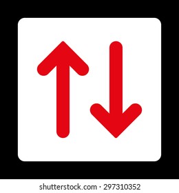Flip Vertical icon from Primitive Buttons OverColor Set. This rounded square flat button is drawn with red and white colors on a black background.