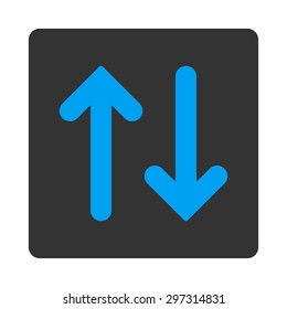 Flip Vertical icon from Primitive Buttons OverColor Set. This rounded square flat button is drawn with blue and gray colors on a white background.