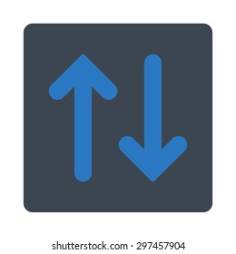 Flip Vertical icon from Primitive Buttons OverColor Set. This rounded square flat button is drawn with smooth blue colors on a white background.