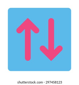Flip Vertical icon from Primitive Buttons OverColor Set. This rounded square flat button is drawn with pink and blue colors on a white background.