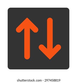Flip Vertical icon from Primitive Buttons OverColor Set. This rounded square flat button is drawn with orange and gray colors on a white background.