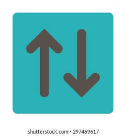 Flip Vertical icon from Primitive Buttons OverColor Set. This rounded square flat button is drawn with grey and cyan colors on a white background.