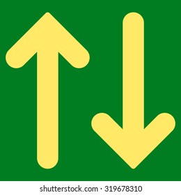 Flip Vertical icon from Primitive Set. This isolated flat symbol is drawn with yellow color on a green background, angles are rounded.