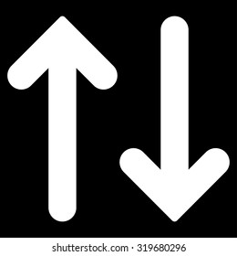 Flip Vertical icon from Primitive Set. This isolated flat symbol is drawn with white color on a black background, angles are rounded.