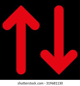 Flip Vertical icon from Primitive Set. This isolated flat symbol is drawn with red color on a black background, angles are rounded.