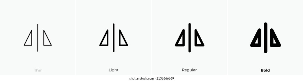 flip vertical icon. Thin, Light Regular And Bold style design isolated on white background